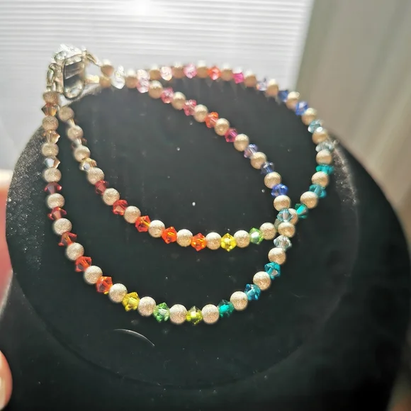 Rainbow Crystal Double Strand Bracelet - Picture 8 of 15